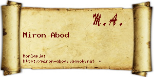 Miron Abod névjegykártya